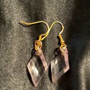 Elegant Sterling silver Gold toned and Pink Crystal Earrings